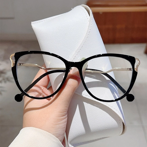 Occhiali Gatto Anti Luce Blu TR90 Aste In Metallo Retrò Moda Oversize Donne Montatura Ottica Occhiali Protettivi
