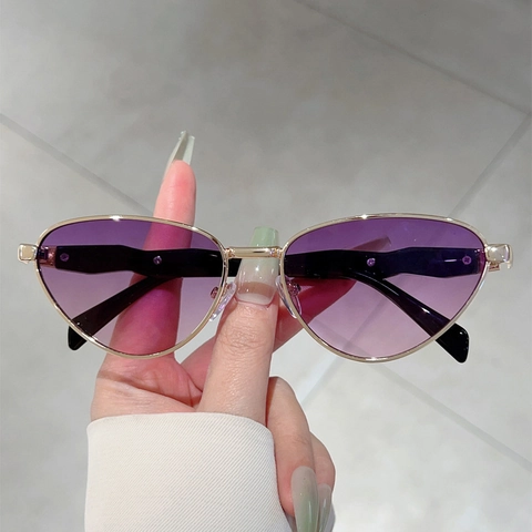 Dreieckige Cat Eye Sonnenbrille Metallrahmen PC Gläser UV400 Schutz Trendy Y2K Millennium Vintage Stil Für Damen