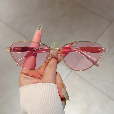 Dreieckige Cat Eye Sonnenbrille Metallrahmen PC Gläser UV400 Schutz Trendy Y2K Millennium Vintage Stil Für Damen