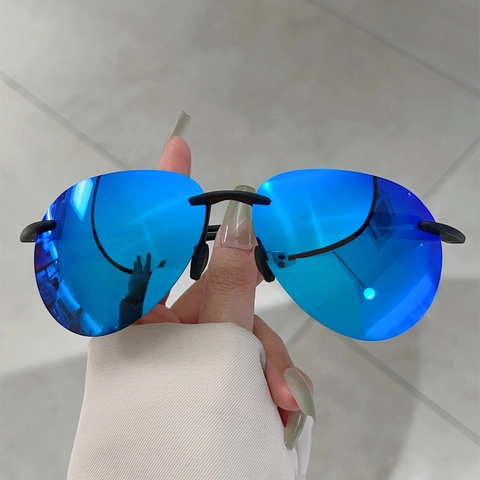 Gafas De Sol Polarizadas Hombre Sin Montura TR90 Ultra Ligeras Estilo Aviador Protección UV400 Conducción Exterior