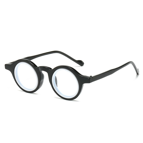 Retro Round Small Frame Glasses PC Thick Circle Optical Eyewear Plain Lens Vintage Literary Style For Men Women