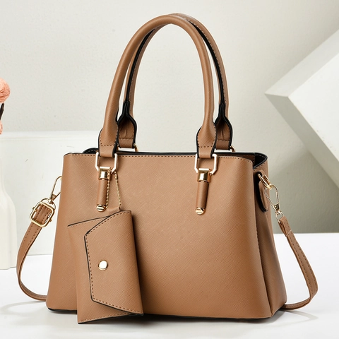 Borsa A Mano Da Donna In Pelle PU Trama Saffiano Con Manico Superiore E Mini Pochette Tracolla Regolabile Quotidiana