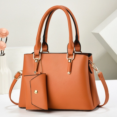 Borsa A Mano Da Donna In Pelle PU Trama Saffiano Con Manico Superiore E Mini Pochette Tracolla Regolabile Quotidiana