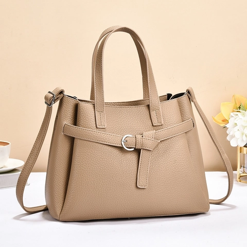 Damen Handtasche Litchi Muster PU Leder Große Kapazität Schulter Umhängetasche Tote Bag Mit Silberschnalle Pendeln