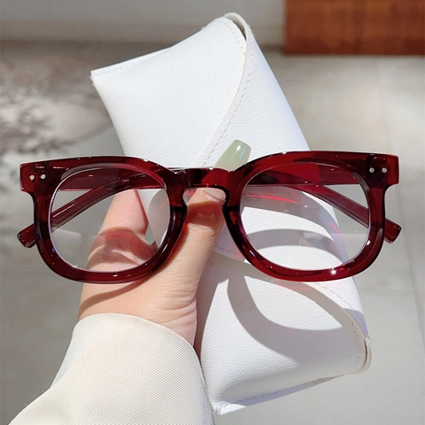 Retro Runde Blaulichtfilter Brille PC Material Transparent Bunt Nietendekor Mode Optische Brille Erwachsene