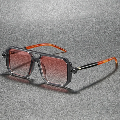 Occhiali Da Sole Quadrati Alla Moda Doppio Ponte Montatura PC Protezione UV400 Stile Retro Moderno Montatura Piccola Uomo Donna