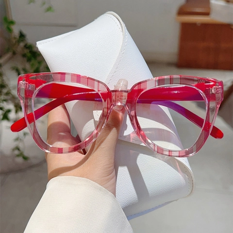 Μόδα Γυναικεία Cat Eye Anti Blue Light Γυαλιά PC Πλαίσιο με Ρίγες Ουράνιου Τόξου Χωρίς Βαθμούς Απλά Γυαλιά Καρό