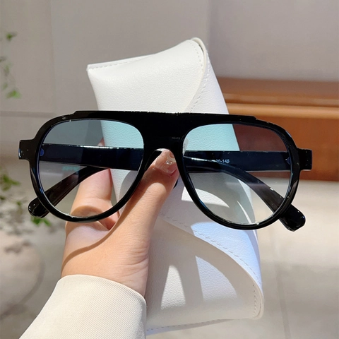 Lunettes De Soleil Aviateur Surdimensionnées Retro Flat Top Monture PC Protection UV400 Verres Dégradés Mode Voyage Hommes Femmes