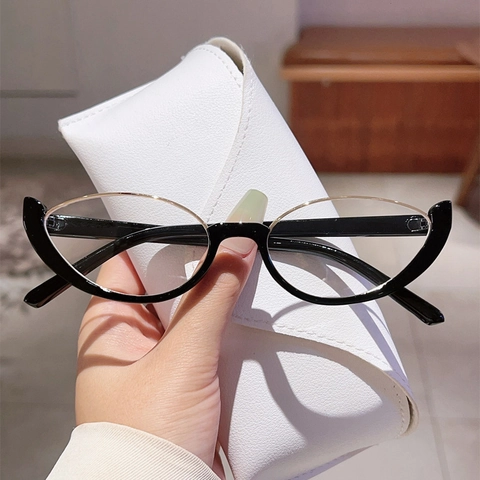 Occhiali a Gatto Retrò da Donna Mezza Montura Anti Luce Blu Montura Ottica di Moda Occhiali con Lenti Trasparenti con Custodia
