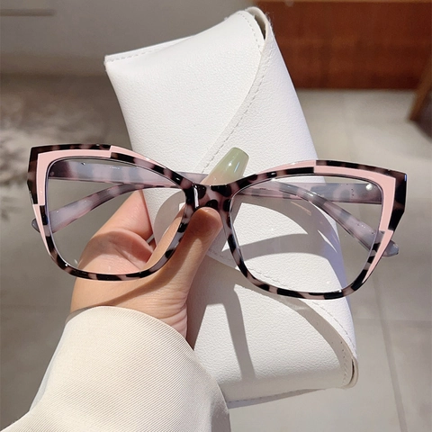 Fashion Cat Eye Blue Light Blocking Glasses For Women Polycarbonate PC Frame Retro Color Block Decorative Optical Eyewear Daily Work
