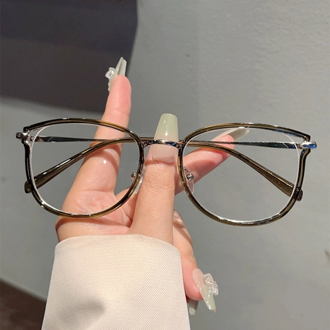 Occhiali Anti Luce Blu Montatura In Metallo Retro Lenti Trasparenti Quadrati Grandi Per Donne Uomini Moda