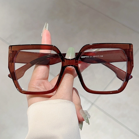Anti Blue Light Square Glasses Oversized Retro Vintage Frame Non Prescription Computer Eyewear For Men Women PC