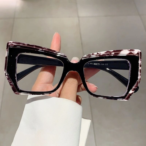 Gafas De Bloqueo De Luz Azul Ojo De Gato Irregulares Montura De PC Modernas Patchwork Colorido Gafas Grandes