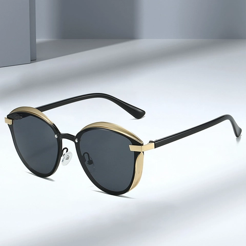 Vintage Cat-Eye-Sonnenbrille Für Damen Metall-Kunststoff-Rahmen UV400 Schutz Farbverlauf Quecksilber-Linse Mode Reise Brillen