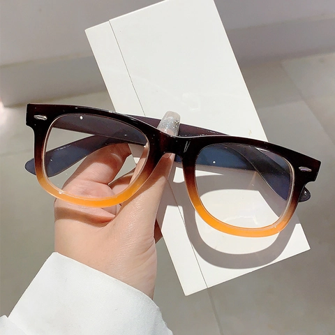 Retro Square Frame Blue Light Blocking Glasses PC Frame Rivet Leopard Print Fashion Optical Eyewear For Men And Women