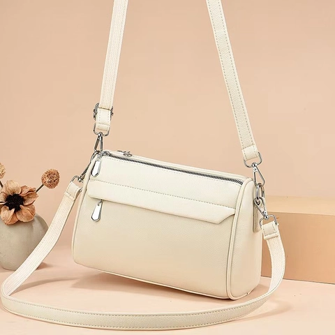 Borsa A Tracolla Da Donna Trama Litchi Pelle PU Tasche Multiple Doppia Cerniera Casual Versatile Tracolla Larga