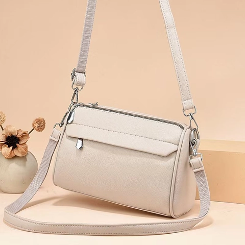 Borsa A Tracolla Da Donna Trama Litchi Pelle PU Tasche Multiple Doppia Cerniera Casual Versatile Tracolla Larga