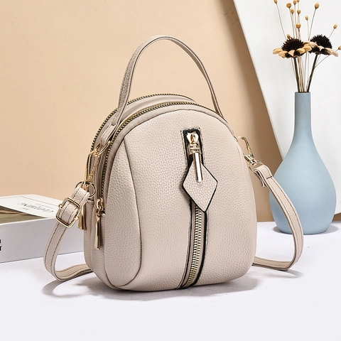 Mini Borsa A Tracolla Da Donna Pelle PU Motivo Litchi Scomparti Multipli Borsa Per Cellulare Moda