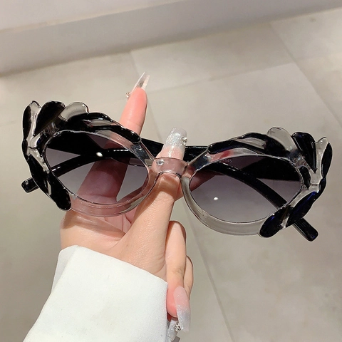 Γυαλιά Ηλίου Cat Eye Για Γυναίκες Πλαίσιο PC Προστασία UV400 Κυματιστό Περίγραμμα Διακόσμηση Φλόγας Vintage Punk Στυλ
