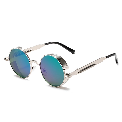 Retro Steampunk Ronde Zonnebril Metalen Montuur UV400 Bescherming Vintage Gothic Bril Voor Dames Heren