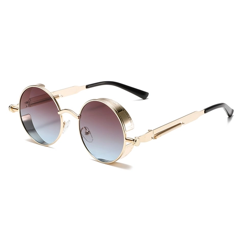 Retro Steampunk Ronde Zonnebril Metalen Montuur UV400 Bescherming Vintage Gothic Bril Voor Dames Heren