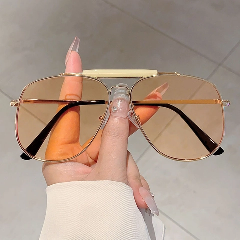 Occhiali Da Sole Aviator Di Moda Per Donna Montatura In Metallo Doppio Ponte Montatura Grande UV400 Stile Retrò Vintage