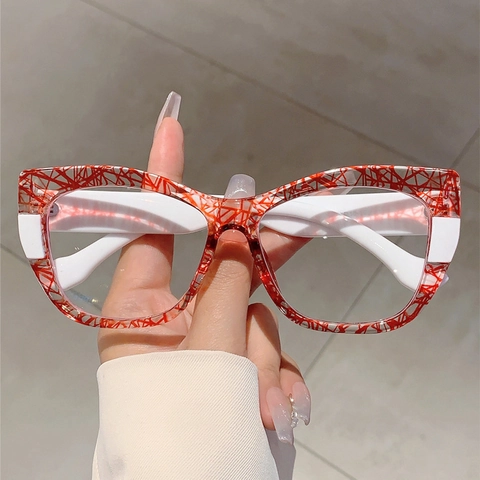 Gafas De Ojo De Gato Anti Luz Azul Montura TR90 Lente PC Retro Color De Contraste Moda Para Mujer Elegante