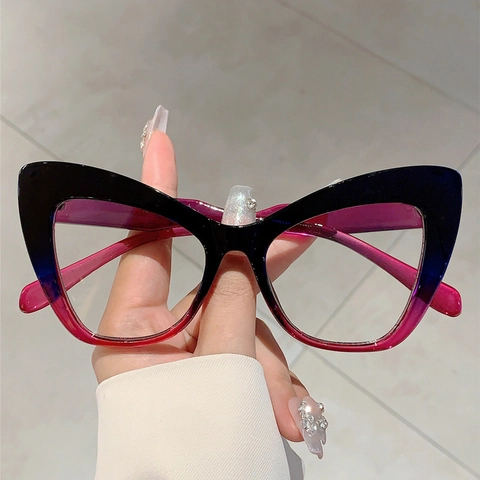 Gafas Cat Eye Anti Luz Azul Marco PC Sobredimensionado Retro Estilo INS Moda Óptica Para Mujeres