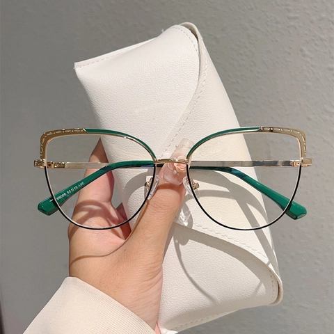 Occhiali Anti Luce Blu Gatto Da Donna Montatura In Metallo Cerniere A Molla Occhiali Ottici Eleganti Lenti Trasparenti