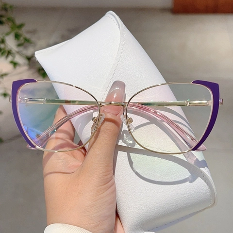 Occhiali Anti Luce Blu Occhio Di Gatto Montatura In Metallo Lente PC Anti Riflesso Moda Retrò Per Donne Adulte