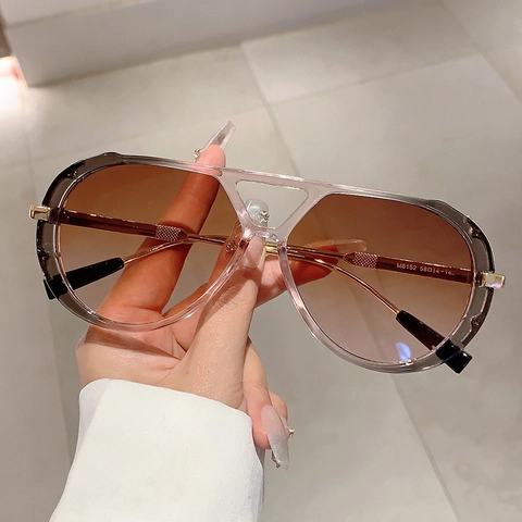 Occhiali Da Sole Aviator Oversize Vintage Donna Uomo Montura PC Aste In Metallo Protezione UV400 Doppio Ponte Retro