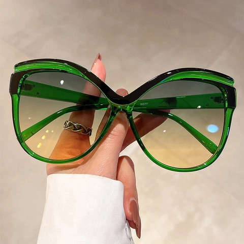 Gafas De Sol Con Montura De Mariposa Para Mujer Material De PC Protección UV Extragrande Moda Tendencia Estilo Hipster