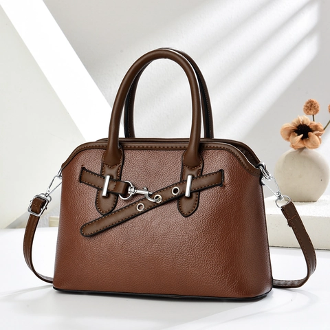 Bolso De Hombro Para Mujer Cuero PU Patrón Litchi Color Contraste Bolso De Mano Con Correa Desmontable Elegante Diario