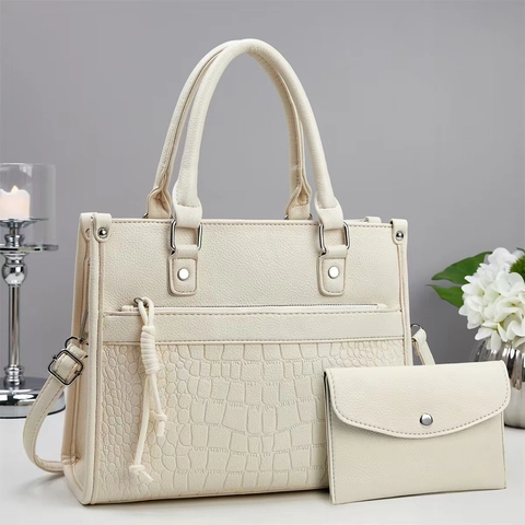 Dames Handtas En Portemonnee PU Leer Krokodil Textuur Lychee Patroon Schoudertas Crossbodytas Elegant Casual Moeder Cadeau