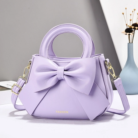 Sac À Main En Cuir PU Pour Femmes Décoration Grand Nœud Élégant Sucré À La Mode Sac Bandoulière Avec Sangle Réglable