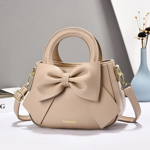 Sac À Main En Cuir PU Pour Femmes Décoration Grand Nœud Élégant Sucré À La Mode Sac Bandoulière Avec Sangle Réglable