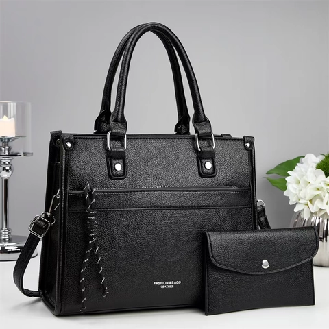 Borsa A Mano E Pochette Moda Texture Litchi Pelle PU Grande Capacità Tote Borsa A Tracolla Per Donne Versatile
