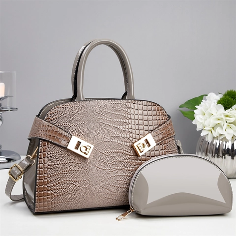 Sac à Main en Cuir PU Motif Crocodile Pour Femmes Et Petite Pochette Boucle Métallique Sac à Bandoulière Pour Le Bureau
