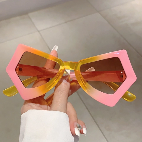 Gafas De Sol De Gran Tamaño Geométricas De Mariposa Marco Irregular Degradado Lentes De PC Protección UV400 Gafas De Moda Para Mujeres