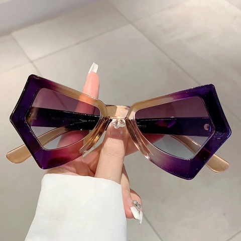 Gafas De Sol De Gran Tamaño Geométricas De Mariposa Marco Irregular Degradado Lentes De PC Protección UV400 Gafas De Moda Para Mujeres
