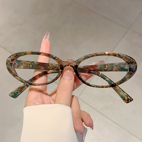 Retro Oval Blue Light Blocking Glasses Pc Frame Clear Plain Lens Academic Style Fashion Eyewear Accessory Women