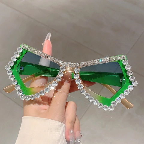 Gafas De Sol De Mariposa De Gran Tamaño Con Pedrería Artificial Protección UV400 Gafas De Tendencia Lujo Para Mujeres Fiesta Escenario