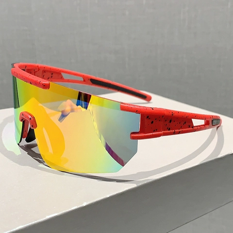 Gafas De Sol Deportivas PC UV400 Cortavientos Ciclismo Lentes Espejo Coloridas Diseño Salpicaduras Tinta Unisex Outdoor