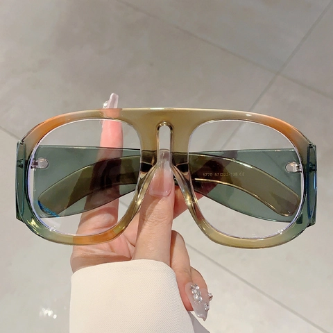 Gafas Anti-Luz Azul Oversize Moda Montura de PC Degradado Gafas para Mujer Street Style Gafas de Lente Plana
