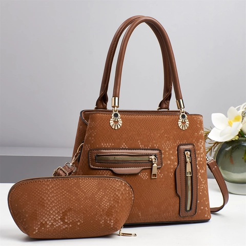 Borsa A Mano In Pelle PU Con Motivo Serpente E Pochette Borsa A Tracolla Multitasche Retro Moda Donna