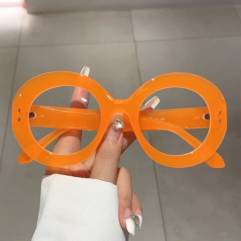 Vintage Runde Große Rahmen Anti Blaulicht Brille Mode PC Material Vollrahmen Klare Linse Brille Für Frauen