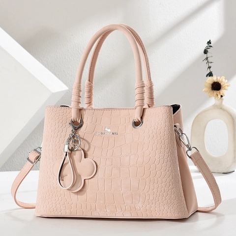 Borsa A Mano Da Donna Motivo Coccodrilo Pelle PU Borsa A Tracolla Con Tracolla Regolabile Ciondolo Fiore Moda Versatile Tote