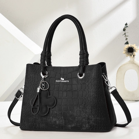 Borsa A Mano Da Donna Motivo Coccodrilo Pelle PU Borsa A Tracolla Con Tracolla Regolabile Ciondolo Fiore Moda Versatile Tote