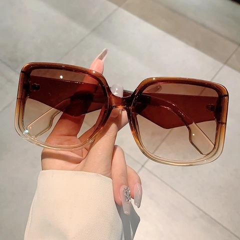 Square Large Frame Sunglasses PC Frame Gradient Lenses UV400 Protection Vintage Retro Oversized Eyewear For Women Men