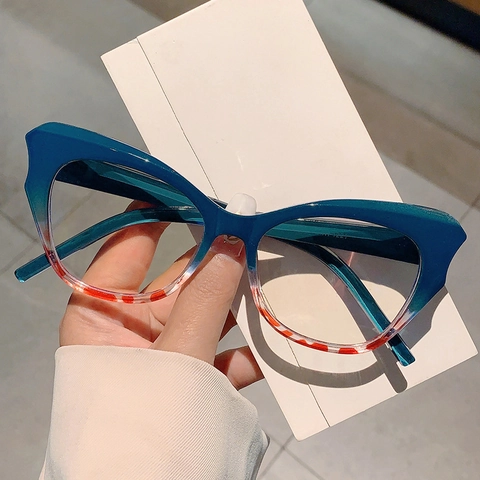 Occhiali Da Vista Occhio Di Gatto Anti Luce Blu PC Colori A Contrasto Moda Tendenza Per Donna